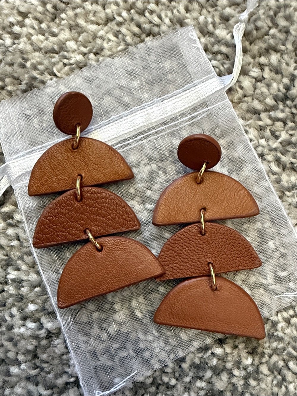 Chico's Brown Tiered Leather Drop Earrings